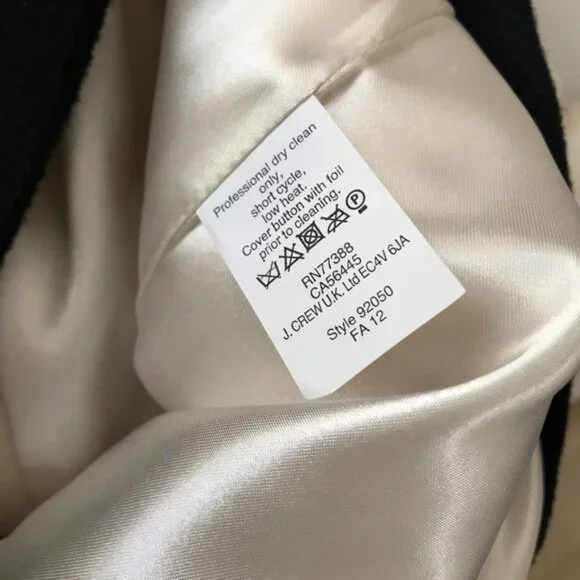 J. Crew Nello Gori Cream Black Double Breasted Wool Peacoat Jacket Blazer Size 8 - Picture 7 of 9